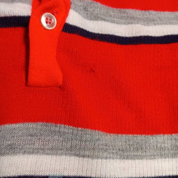 Vintage 1970's Boys 2t Polo Shirt True Vtg 70s CAMPUS RED/Gray Stripe  USA - Picture 4 of 6